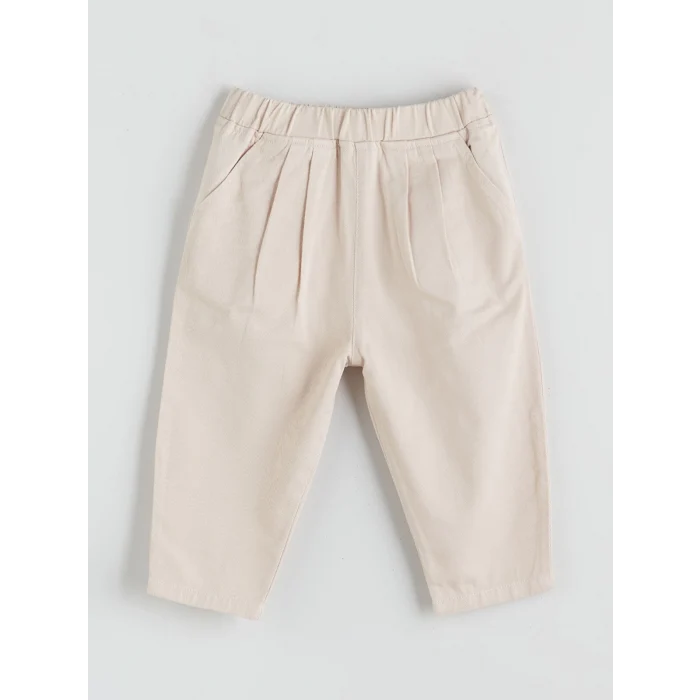 LCW baby Bej Bebe Yaka Kız Bebek Bluz ve Pantolon 2li Takım