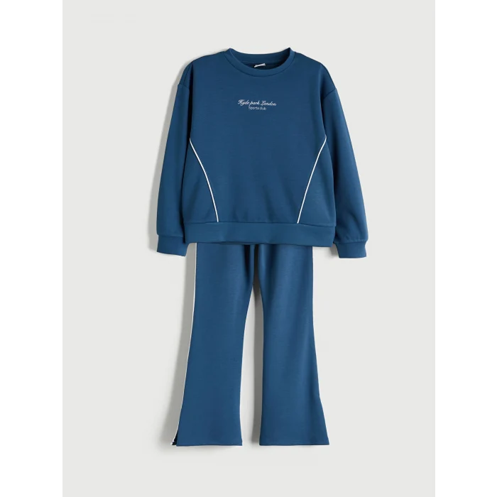 LCW Kids Indigo Bisiklet Yaka Kız Çocuk Eşofman Takım