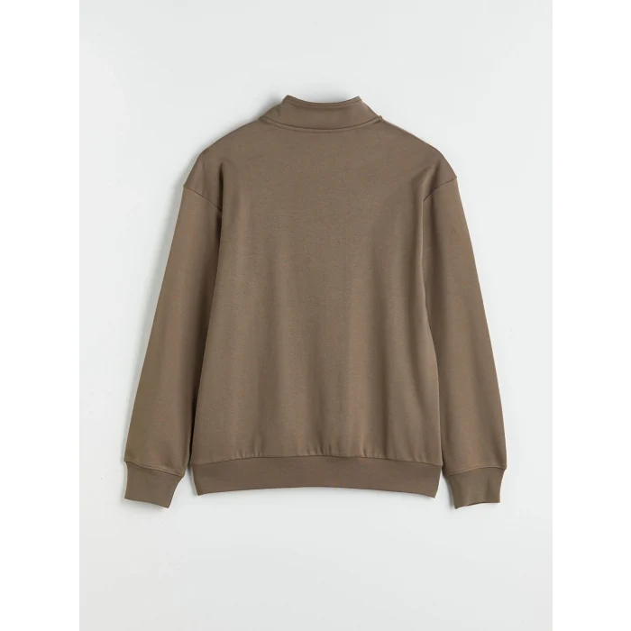 XSIDE Kahverengi Dik Yaka Baskılı Erkek Sweatshirt