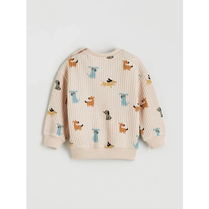 LCW baby Bej Baskılı Erkek Bebek Sweatshirt ve Eşofman Alt 2li