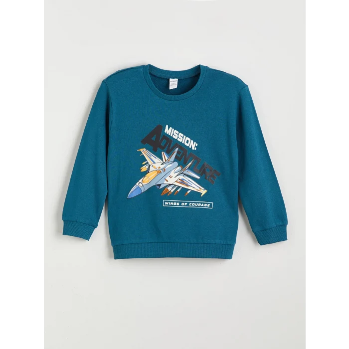 LCW Kids Petrol Bisiklet Yaka Erkek Çocuk Sweatshirt 2li