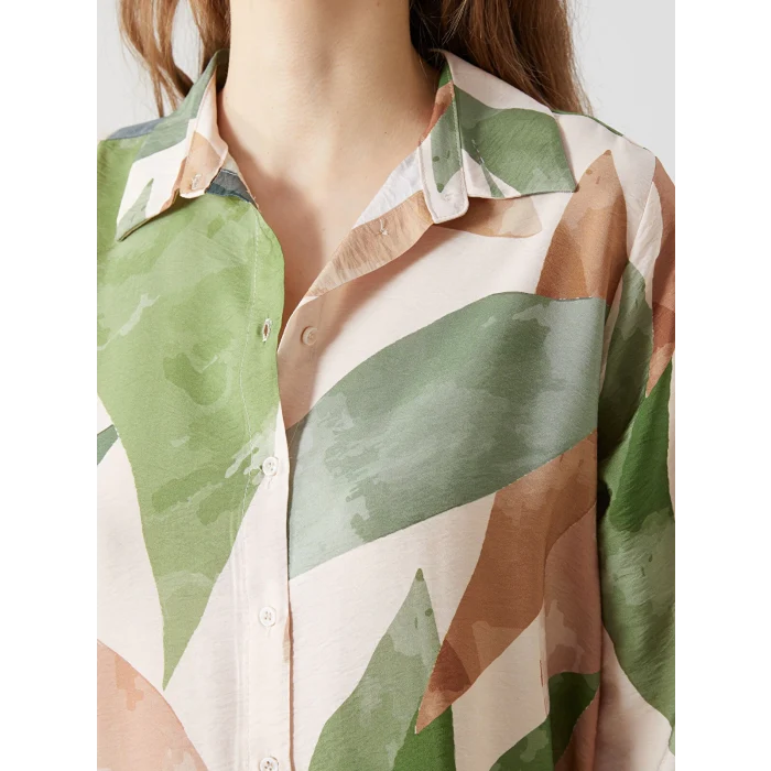 LCWAIKIKI Classic Haki Desenli Kadın Gömlek Tunik