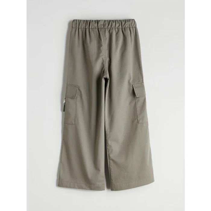 LCW Kids Haki Beli Lastikli Kız Çocuk Kargo Pantolon