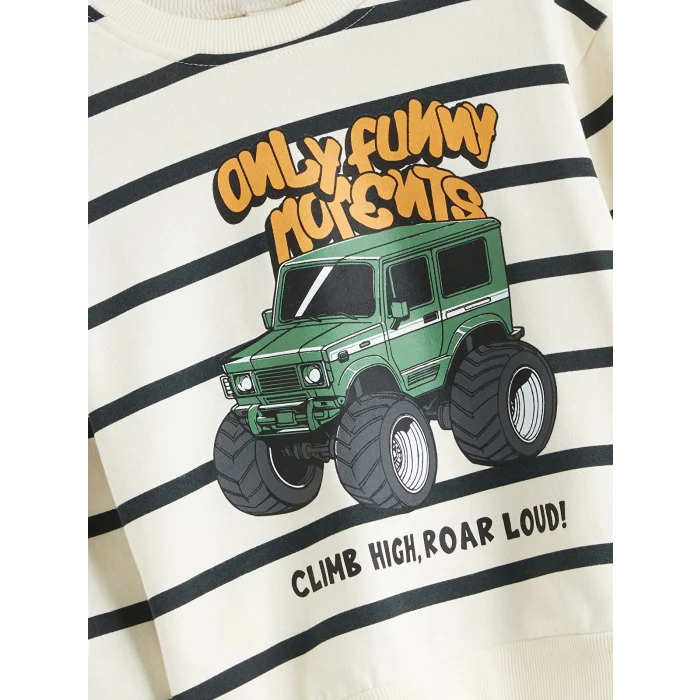 LCW Kids Bej Bisiklet Yaka Erkek Çocuk Sweatshirt ve Eşofman Alt