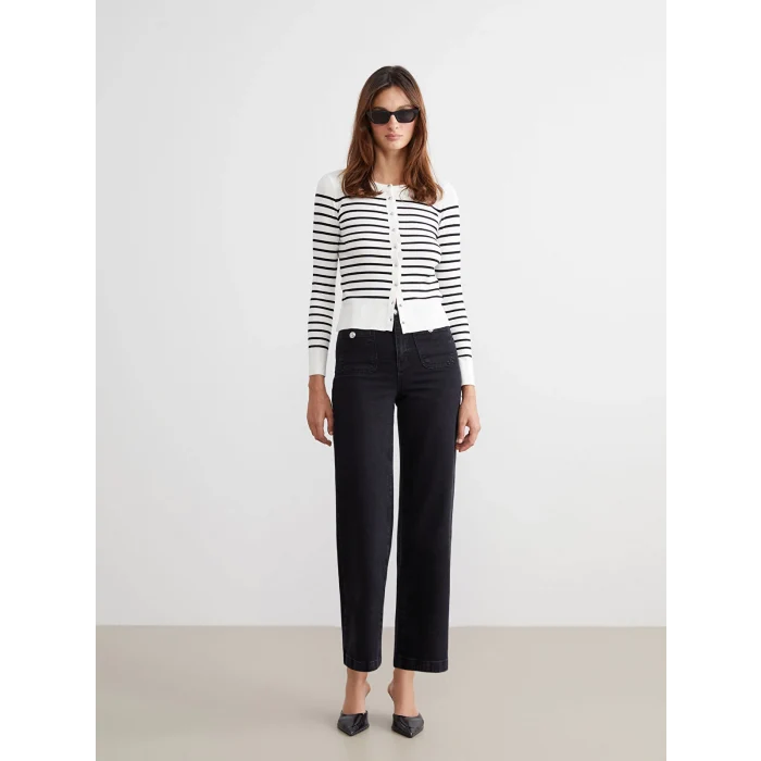 LCW Jeans Siyah Wideleg Kadın Jean Pantolon