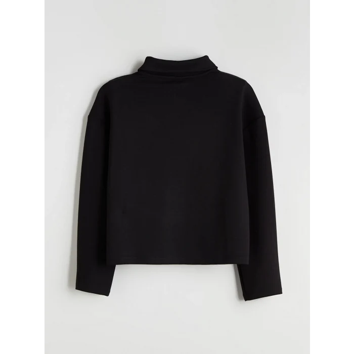 LCW Kids Siyah Polo Yaka Kız Çocuk Sweatshirt ve Pantolon