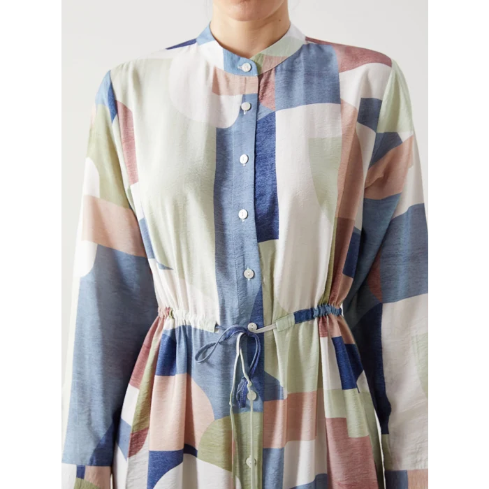 LCWAIKIKI Classic Karişik Hakim Yaka Desenli Kadın Gömlek Elbise