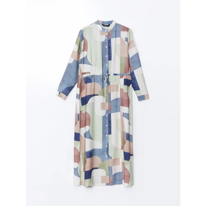 LCWAIKIKI Classic Karişik Hakim Yaka Desenli Kadın Gömlek Elbise