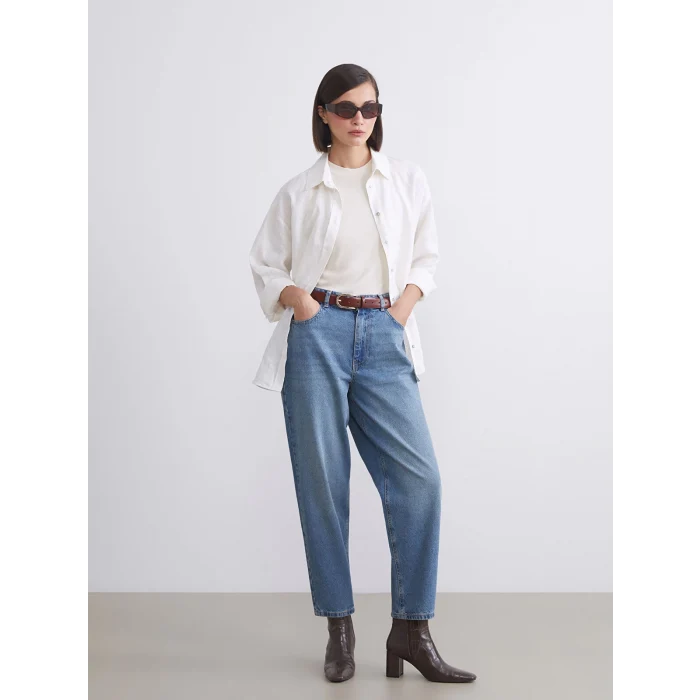 LCW Jeans Indigo Barrel Fit Kadın Jean Pantolon