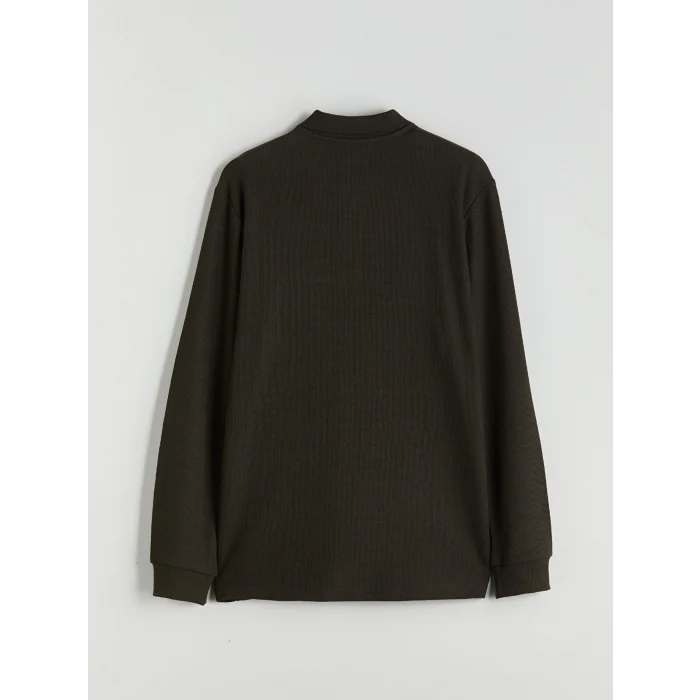 LCWAIKIKI Classic Haki Polo Yaka Uzun Kollu Erkek Sweatshirt