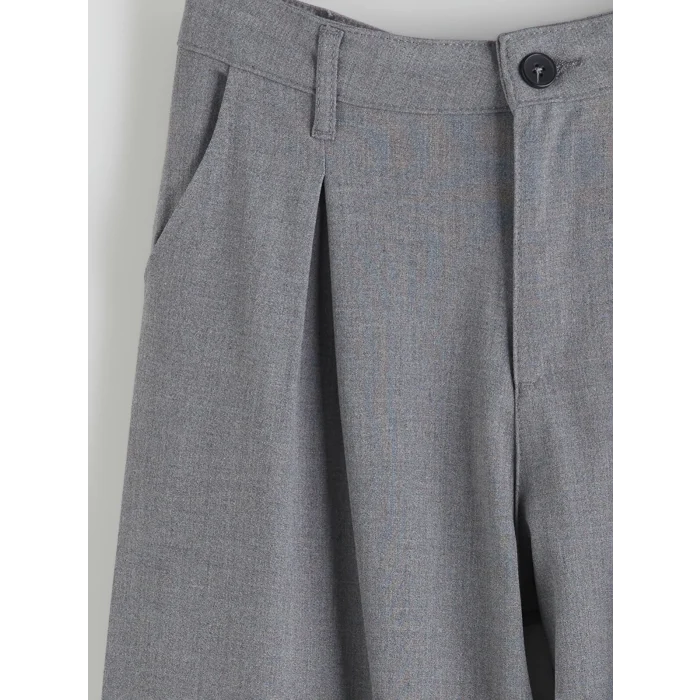 LCW Kids Antrasit Wideleg Pileli Kız Çocuk Pantolon