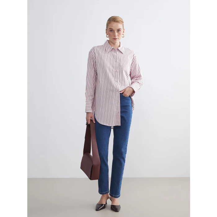 LCW Modest İndigo Mom Fit Kadın Jean Pantolon