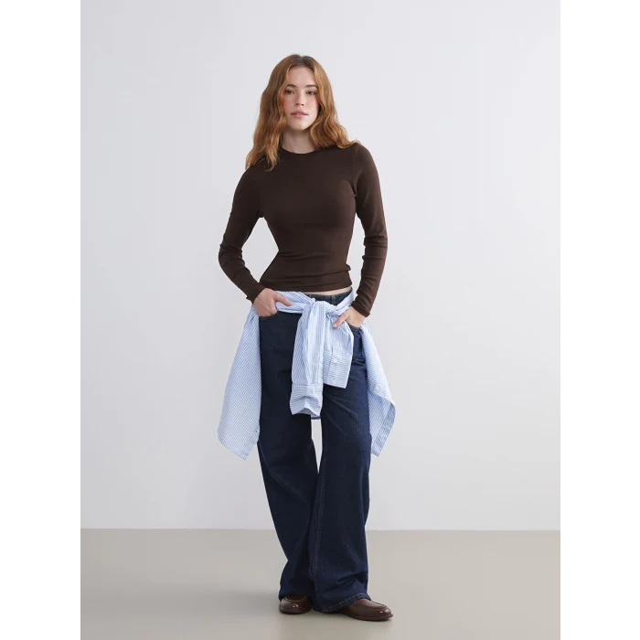 XSIDE Kahverengi Bisiklet Yaka Kadın Body