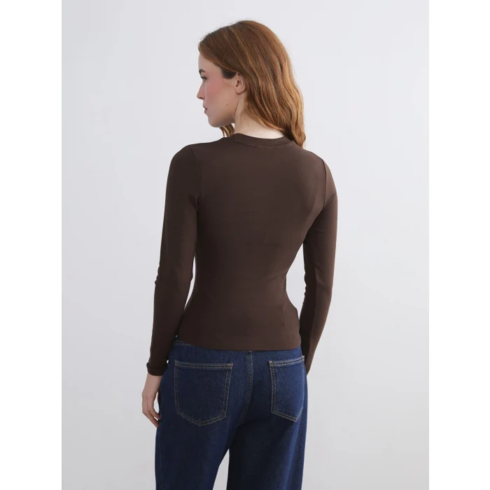 XSIDE Kahverengi Bisiklet Yaka Kadın Body