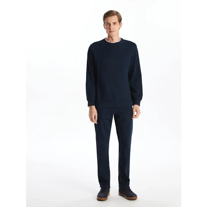 LCWAIKIKI Classic Lacivert Bisiklet Yaka Uzun Kollu Erkek Sweatshirt