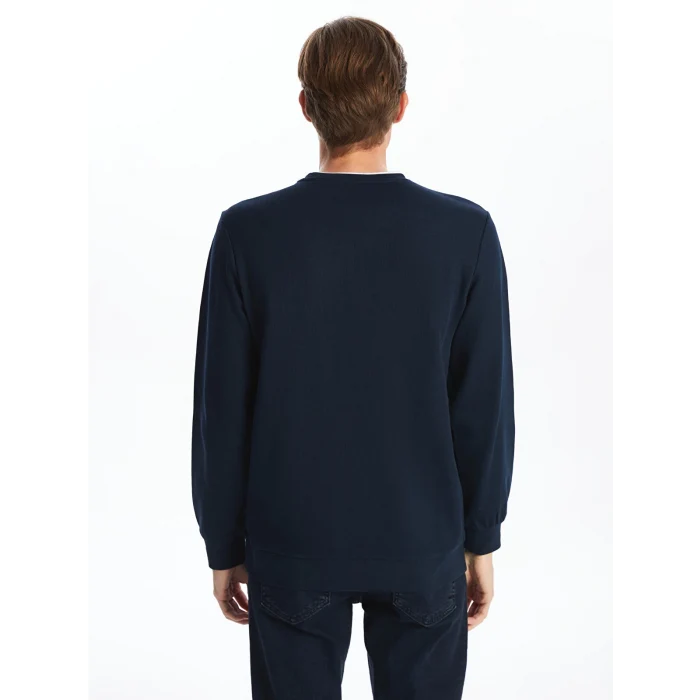 LCWAIKIKI Classic Lacivert Bisiklet Yaka Uzun Kollu Erkek Sweatshirt