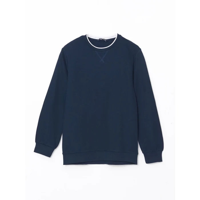 LCWAIKIKI Classic Lacivert Bisiklet Yaka Uzun Kollu Erkek Sweatshirt