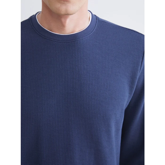 LCWAIKIKI Classic Lacivert Bisiklet Yaka Uzun Kollu Erkek Sweatshirt