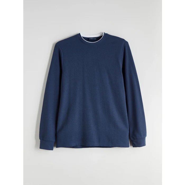 LCWAIKIKI Classic Lacivert Bisiklet Yaka Uzun Kollu Erkek Sweatshirt