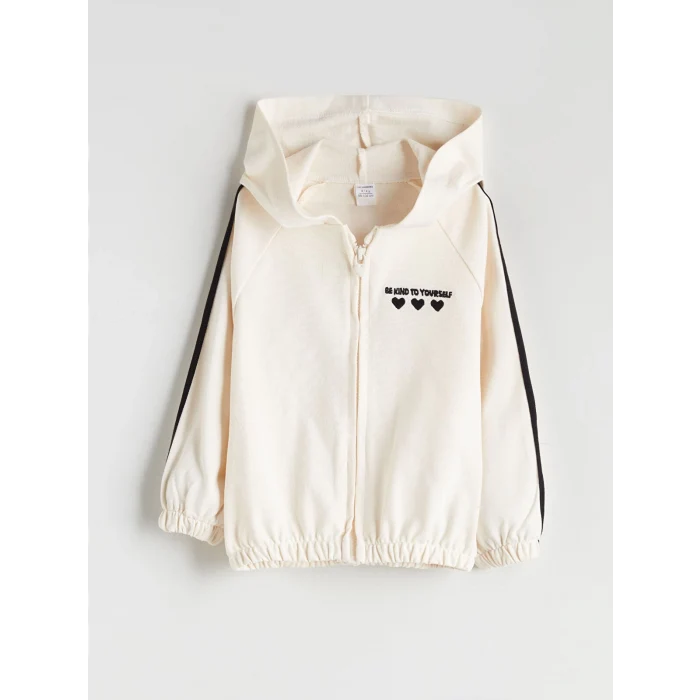 LCW Kids Ekru Bisiklet Yaka Baskılı Kız Çocuk 3lü Takım