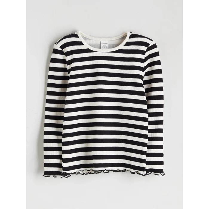 LCW Kids Ekru Bisiklet Yaka Baskılı Kız Çocuk 3lü Takım