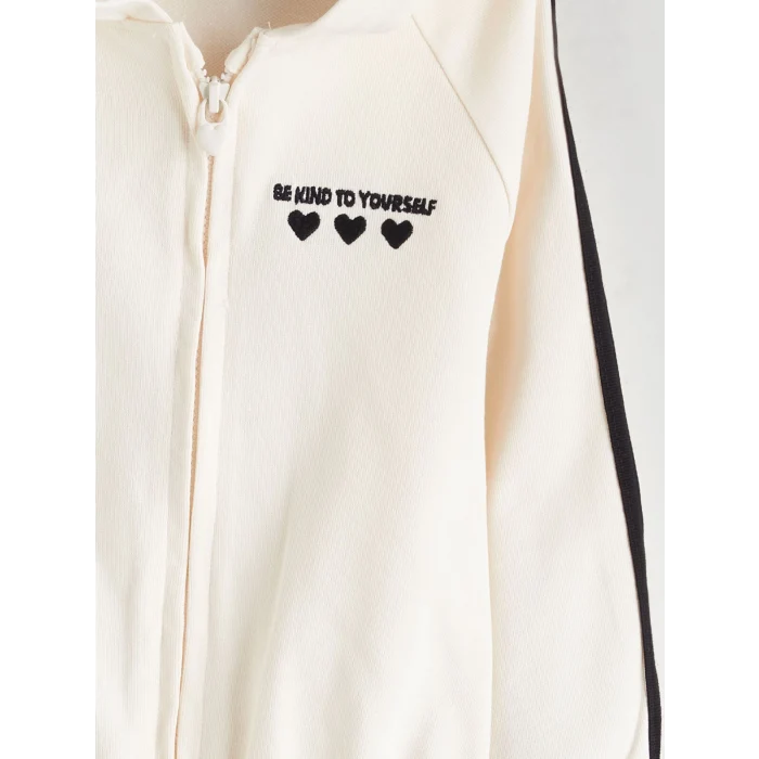 LCW Kids Ekru Bisiklet Yaka Baskılı Kız Çocuk 3lü Takım