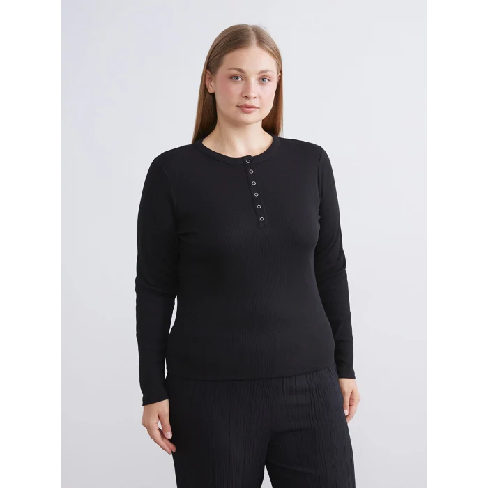 LCWAIKIKI Classic Siyah Bisiklet Yaka Kadın Body