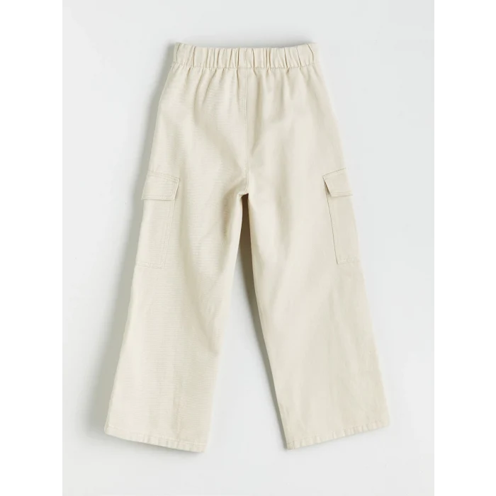 LCW Kids Bej Beli Lastikli Gabardin Kız Çocuk Pantolon