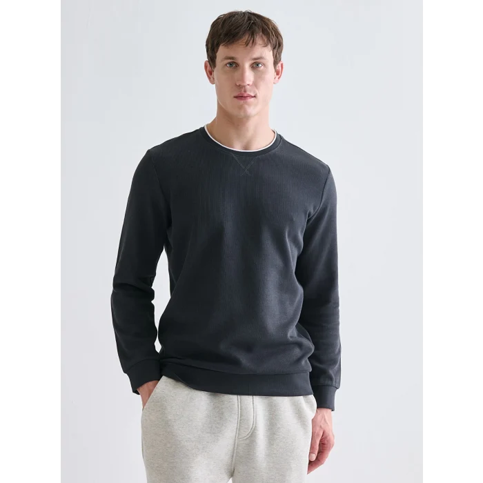 LCWAIKIKI Classic Antrasit Bisiklet Yaka Uzun Kollu Erkek Sweatshirt