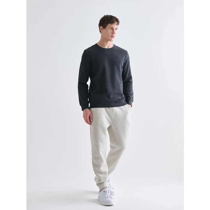 LCWAIKIKI Classic Antrasit Bisiklet Yaka Uzun Kollu Erkek Sweatshirt