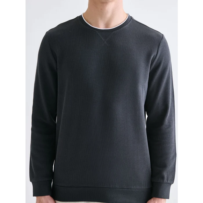 LCWAIKIKI Classic Antrasit Bisiklet Yaka Uzun Kollu Erkek Sweatshirt