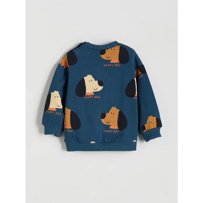 LCW baby Petrol Köpek Baskılı Erkek Bebek Eşofman Altı ve Sweatshirt 2li