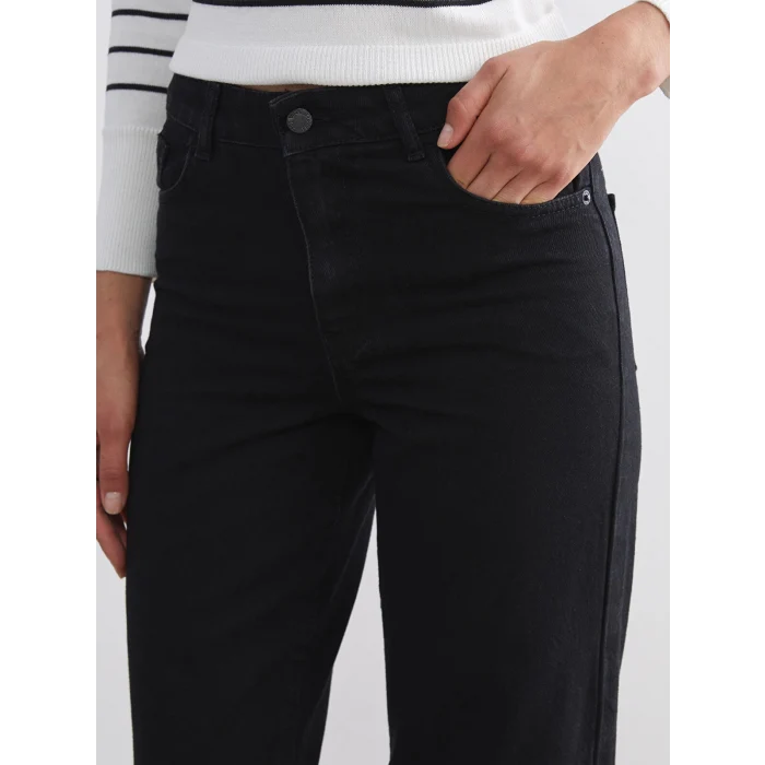 LCW Jeans Siyah Wideleg Kadın Jean Pantolon