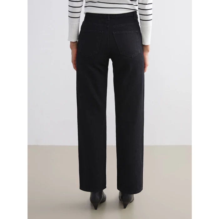 LCW Jeans Siyah Wideleg Kadın Jean Pantolon