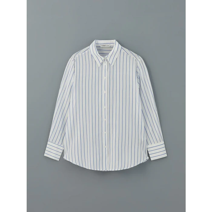 LCWAIKIKI Classic Mavi Çizgili Kadın Gömlek