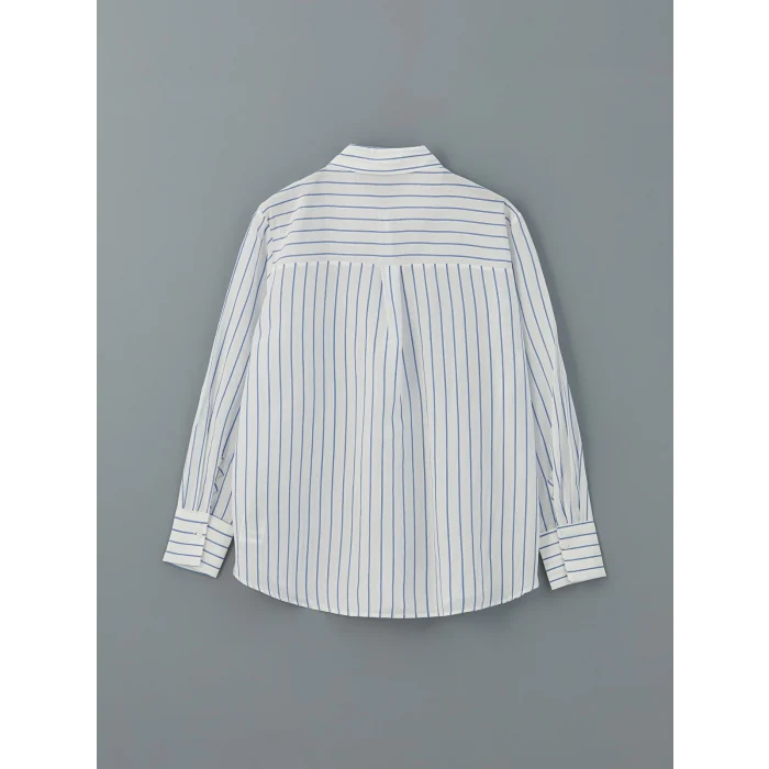 LCWAIKIKI Classic Mavi Çizgili Kadın Gömlek