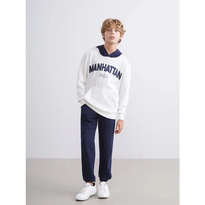 LCW Kids Ekru Kapüşonlu Erkek Çocuk Eşofman Takım