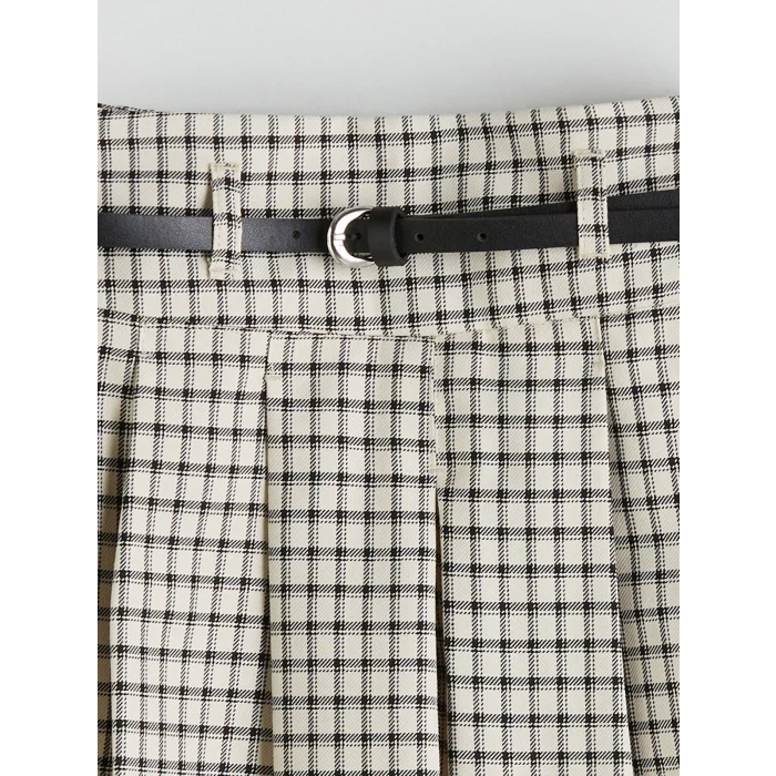 LCW Kids Bej Pileli Kız Çocuk Şort Etek