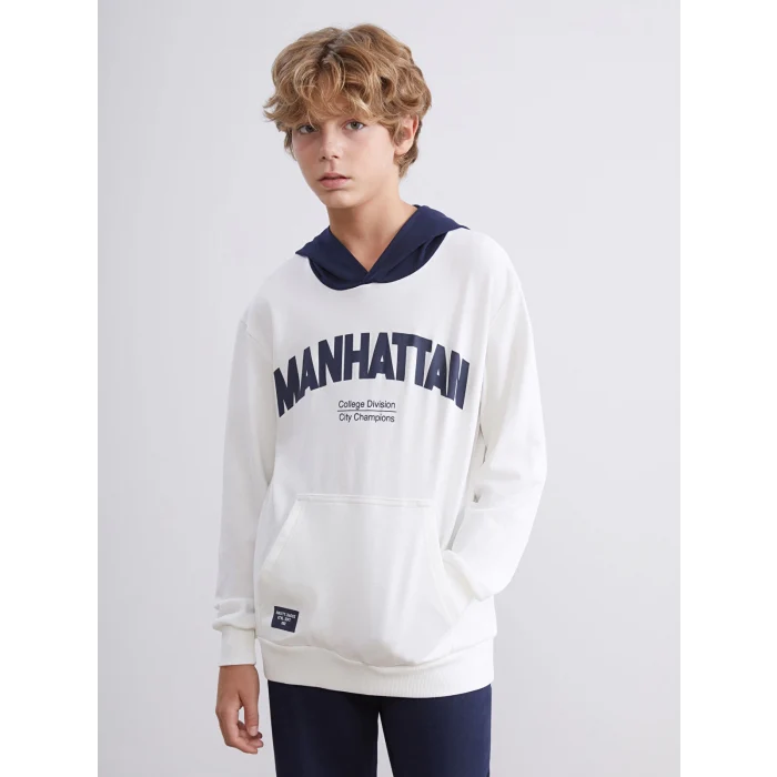 LCW Kids Ekru Kapüşonlu Erkek Çocuk Eşofman Takım