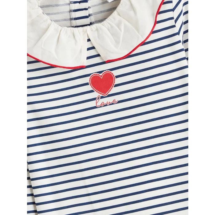 LCW Kids Lacivert Bebe Yaka Uzun Kollu Kız Çocuk Tişört 2li