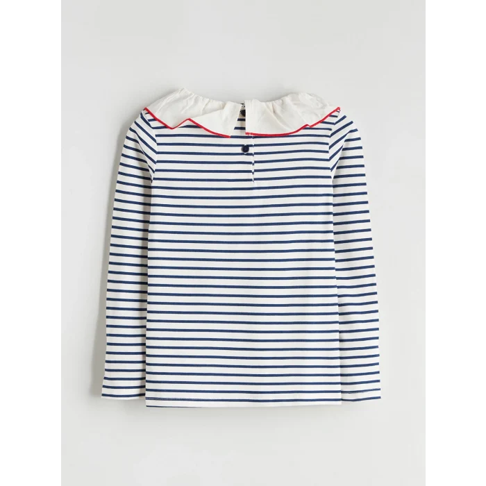 LCW Kids Lacivert Bebe Yaka Uzun Kollu Kız Çocuk Tişört 2li