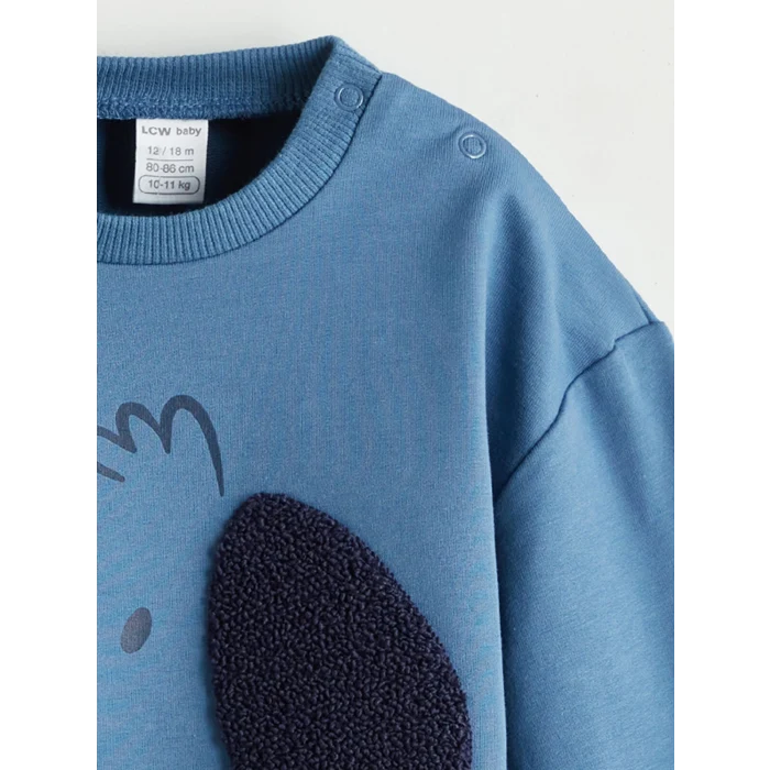 LC WAIKIKI Mavi Bisiklet Yaka Erkek Bebek Sweatshirt ve Eşofman Alt 2li