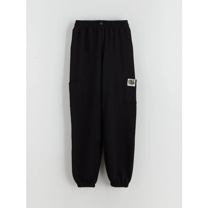 LCW Kids Siyah Beli Lastikli Kız Çocuk Jogger Eşofman Altı