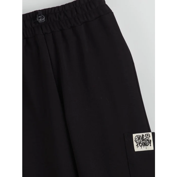 LCW Kids Siyah Beli Lastikli Kız Çocuk Jogger Eşofman Altı