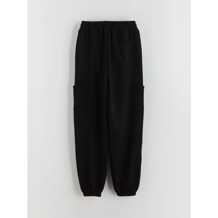 LCW Kids Siyah Beli Lastikli Kız Çocuk Jogger Eşofman Altı