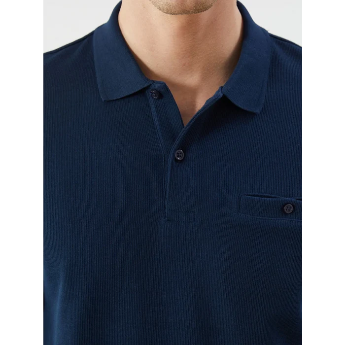 LCWAIKIKI Classic Lacivert Büyük Beden Polo Yaka Uzun Kollu Erkek Sweatshirt