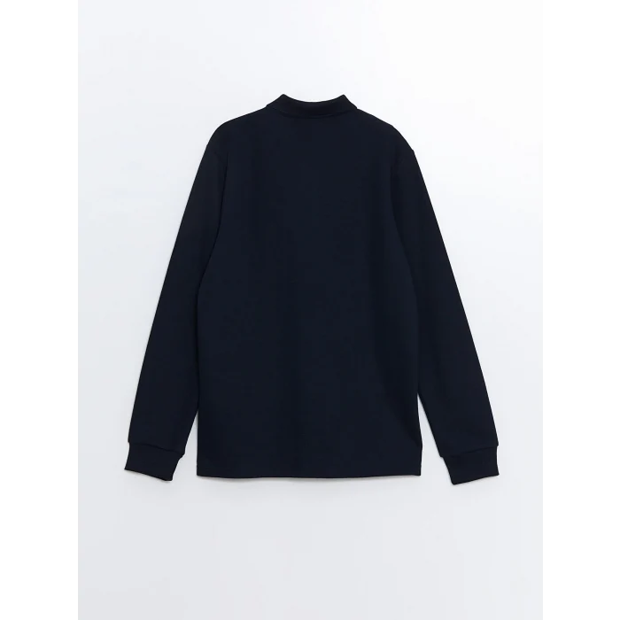 LCWAIKIKI Classic Lacivert Büyük Beden Polo Yaka Uzun Kollu Erkek Sweatshirt