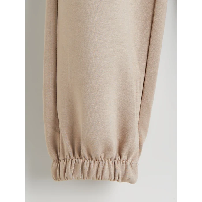 LCW Kids Bej Beli Lastikli Kız Çocuk Jogger Eşofman Altı