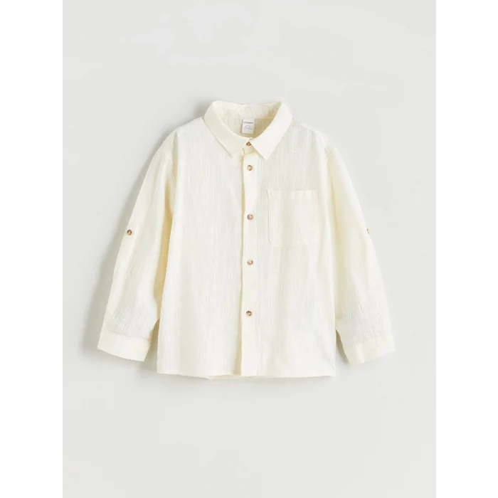 LCW Kids Bej Uzun Kollu Erkek Çocuk Gömlek