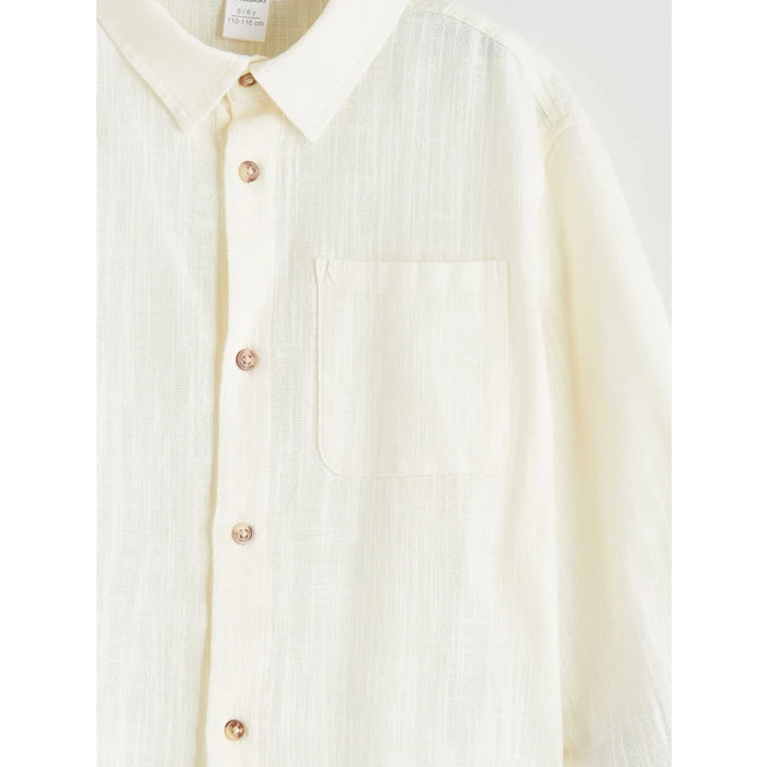 LCW Kids Bej Uzun Kollu Erkek Çocuk Gömlek